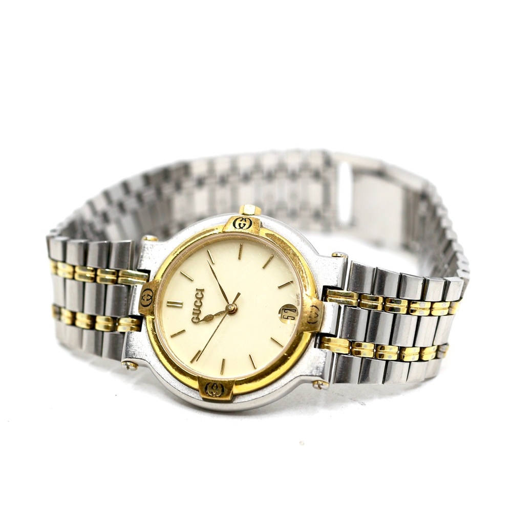 Gucci Two Tone White Face Vintage Watch - Picture 1 of 10